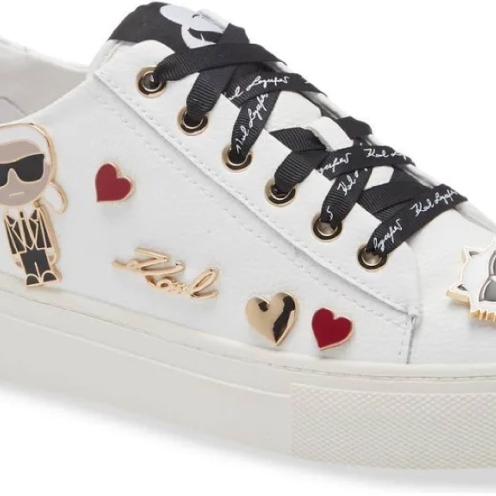 Karl Lagerfeld White Sneakers with Red and Gold Accents